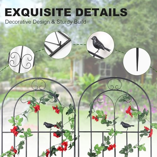 2 Pack 70.8" H x 19.7" W Metal Garden Trellis with Black Coating, Wire Lattice Grid Panel for Climbing Plants Outdoor Roses Vine Cucumbers Vegetables Flower Support (70.8" H, 2 Pack) - view 4