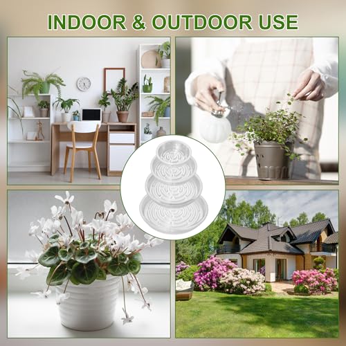 24 Pack Clear Plant Saucers - 6, 8, 10, 12 Inch Plastic Plant Trays for Pots, Flower Pot Saucers, Indoor & Outdoor Planter Drip Tray for Water Drainage & Protection - view 7