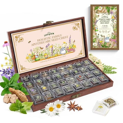 Lush&Dew Holistic Family Apothecary Seed Chest, 30000+ Medicinal Herb Seeds