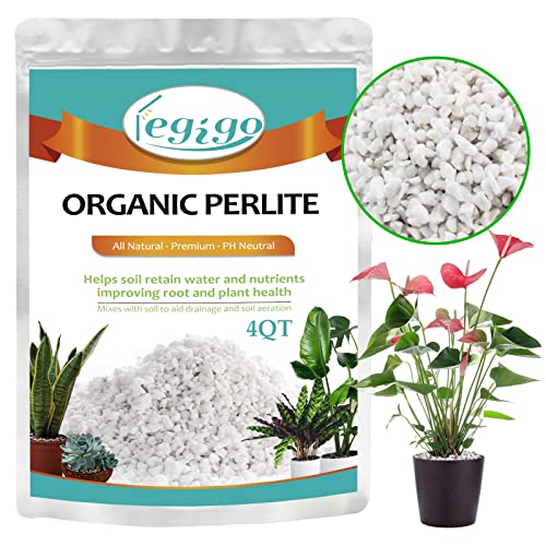 4 Quarts Organic Perlite for Plants Indoor, Soil Mix Amendment