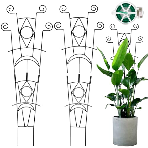 Stackable Metal Trellis for Climbing Plants Indoor - 4 Pack Garden Trellis for Potted Plants, Plant Support Stakes for Flower Vines - Rust-Resistant Sturdy Plant Trellis