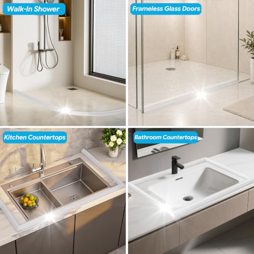 39" Shower Threshold Water Dam, Self-Adhesive Silicone Water Barrier & Shower Water Guard, Solid Triangle Stopper for Walk-In & Curbless Showers, Bathtubs & Sinks, Keeps Floor Dry - view 6