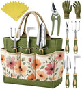 Heavy Duty Gardening Tools - Gardening Gifts for Women, Men, Mom, Dad - Durable, Ergonomic Garden Tools Set (Floral)
