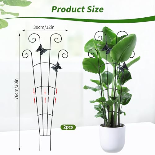 2 Pack 30 Inch Taller Plant Trellis for Potted Climbing Plants Indoor,Expandable Metal Garden Trellis for Climbing Plants,Flowers Vine Ivy, Sturdy Houseplant Support for Potted Plants with Ties - view 3