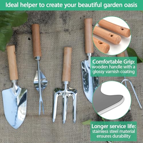Garden Tool Set,10 Pieces Heavy Duty Gardenting Tool Kit, Folding Stool with Detachable Tote Bag, Thicker Stainless Steel Tools (Trans-Planter,Trowel,Weeder etc.) for Women Men - view 5