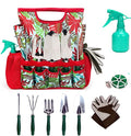 9-piece Garden Tools Set with Gloves and Floral Tote Bag - Gardening Hand Tools Kit with Storage Bag, Gifts for Women