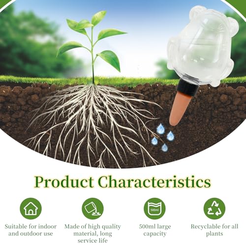 3 Pack Plant Self Watering Globes Top Fill for Indoor Plastic Water Bulbs Slow Release Terracotta 13oz Self Watering Planter Insert Automatic Drip Irrigation Water Spikes Stakes Devices System - view 3