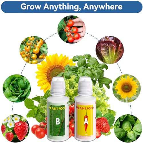 Hydroponic Nutrients (1000 ml in Total), Hydroponics Plant Food A&B for Aerogarden, Indoor Plant Fertilizer for Hydroponics Growing System Kit, Gardening Supplies for iDoo, Ahopegarden, Mugfa - view 3