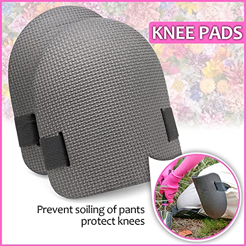 Pink Garden Tools, Gardening Gifts for Women, with 2 in 1 Detachable Storage Bag, Trowel, Transplanter, Rake, Weeder, Cultivator, Purning Shears and 3 Additional Protection Tools - view 6