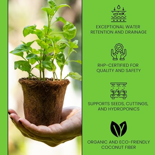 Coco Mega Brick 5kg | Compressed Coconut Coir Block Expands to 55L | Premium Quality Hydroponic Growing Medium, Pre-Buffered, Low EC Substrate for Indoor Outdoor Plants - view 5