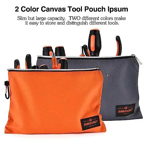 Tool Bag Backpack with 2 Canvas Tool Pouch Tool Kit, 75 Pockets & Loops Heavy Duty Tools Organizer/HVAC Tool Carrier for Eelectrician/Construction Work with Molded Base and Combination Lock, Black - view 3