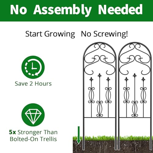 4 Pack Large Garden Trellis for Climbing Plants Outdoor 60” x 18” Iron Plant Trellis for Potted Plant Support Tall Wall Metal Trellis Rose Vine Cucumber Bronze - view 3