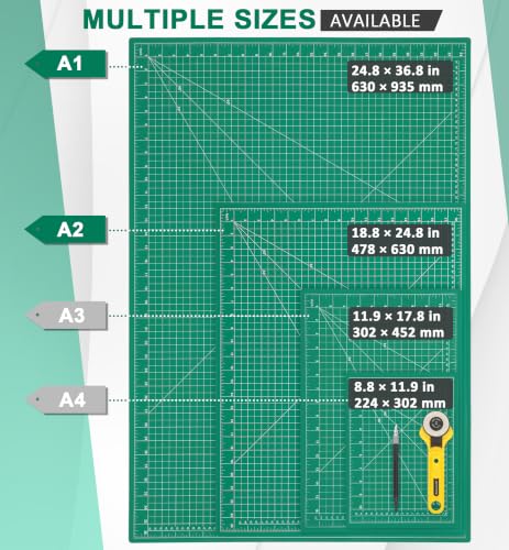 Density-upgraded 24" x 36" Large Self Healing Sewing Mat, Rotary Cutting Mat 5-Ply Cut Board for Crafts Hobby Project, Scale Size 24" x 36", A1, Green - view 2