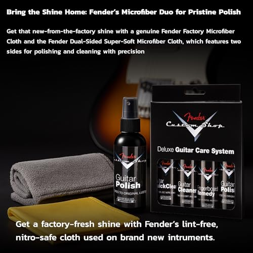 Fender Guitar Super Care Kit Bundle with Custom Shop Deluxe Guitar Care System 4 Pack, Super-Soft Dual-Sided Microfiber Cloth, and Fender Factory Microfiber Cloth - view 5