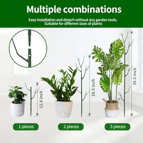 4 Pack Plant Support Stakes, Plant Stakes for Indoor and Outdoor Plants. 28inch Plant Sticks with Extension Poles, Plant Clips, Plant Ties for Potted Monstera Plants, Climbing Plants - view 3