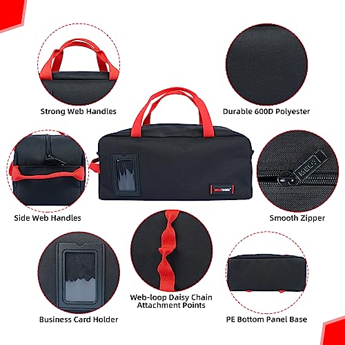 Tool Tote Bag Canvas Tool Storage Bag Combo Kit-Includes 1 Medium & 1 Big Toolbag for Electrician,Mechanic,Construction,HVAC (Black) - view 3