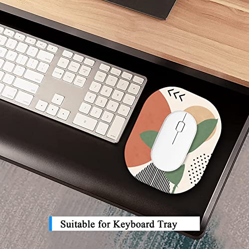 Small Mouse Pad 6 x 7 Inch, Oval Mini Mouse Pad with Non-Slip Rubber Base, Waterproof Compact Mouse Mat for Laptop Computer Wireless Mouse Keyboard Tray Home Office Travel, Tropical Plants - view 3