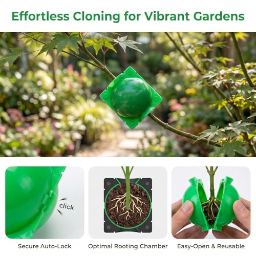 10 PCS Plant Root Growing Box, Reusable Air Layering Propagation Kit Plant Rooting Ball Rooting Ball Grafting Tools, Plant Rooting Grafting Box for Fast Propagation Plants Green Medium - view 7