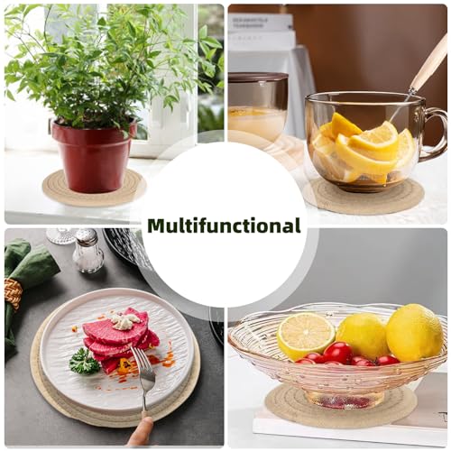 4 PCS Plant Coasters 4 & 7 Inch Woven Plant Saucer Coaster for Gardening Indoor and Outdoor Pots (Khaki) - view 6