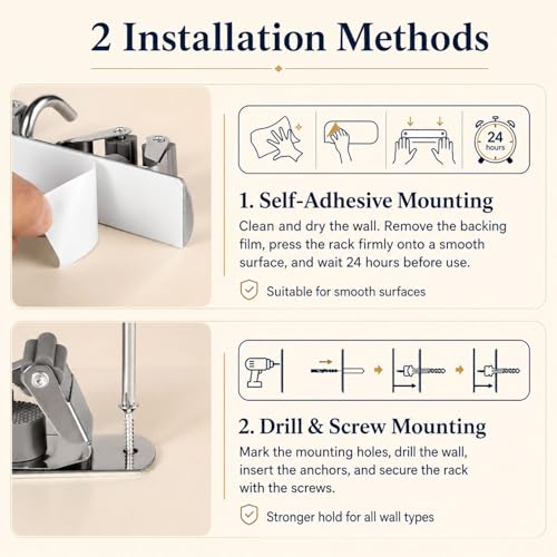 5 Racks and 4 Hooks Mop and Broom Holder Wall Mount, Self Adhesive Heavy Duty Broom Hanger Organizer Storage Tool Racks for Kitchen Garden Laundry Garage - view 6