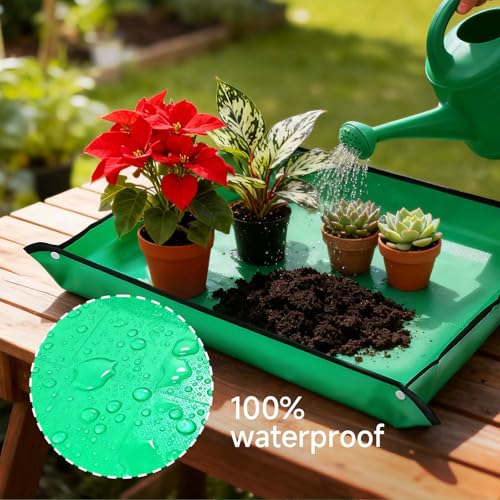 26" x 26" Repotting Mat for Indoor Plants - Waterproof Plant Potting Tray, Portable Gardening Mat for Succulents Soil Mess Control - view 4