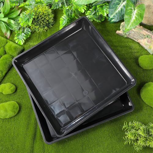 6pcs Square Plant Pot Saucer Black Plastic Drip Tray for Balcony Gardening - view 4