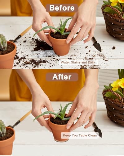 4 Inch Cork Plant Coasters, 6 Pack Round Plant Mats for Small Flower Pots - view 4