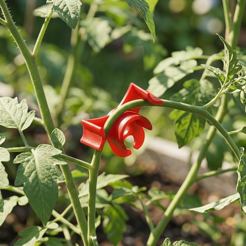 100 Pack Plant Training Clips, 90 Degrees Plant Stem Bender, Low Stress Plant Branch Trainer Clips for Flowers, Vegetables, Plant Gardening (Circle Style,Red) - view 4