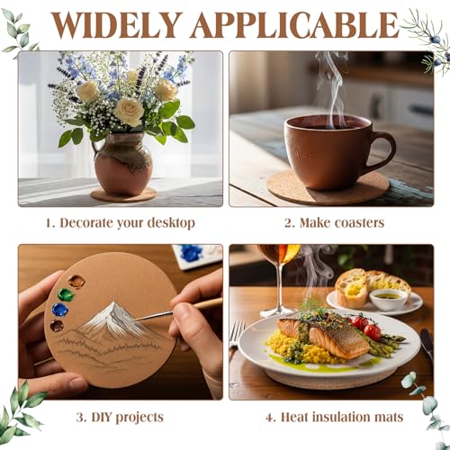 20 Pcs Cork Plant Coasters, Assorted Round Cork Trivet, 4/6/8 Inch - view 7