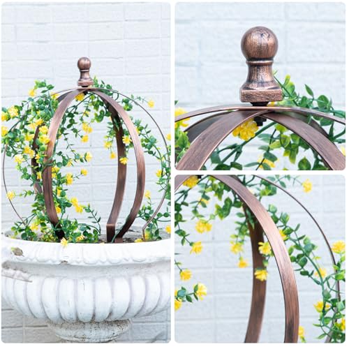 Garden Trellis Obelisk - 12.6x17.5 Bronze Metal Support for Climbing Plants - view 5