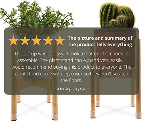 Natural Handmade Adjustable Bamboo Plant Flower Stand - Adjustable Reversible Tall Short Indoor Plant Holder - for Medium & Large Pots Sizes 8" to 12" inches Mid Century Decor (1pack) - view 6
