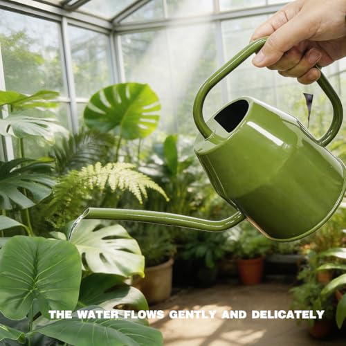 35 oz/1000 ml Metal Indoor Small Watering Can with Long Spout for House Plants Decorative, 12 oz/360 ml Glass Plant Mister Spray Bottle for Bonsai Garden Flowers(Green) - view 4