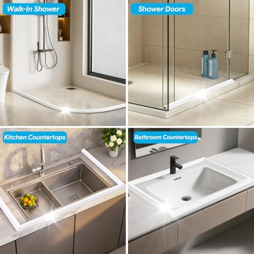67" Shower Threshold Water Dam Self-Adhesive Silicone Water Barrier & Shower Water Guard Collapsible Stopper for Walk-In & Curbless Showers Keeps Floor Dry - view 6
