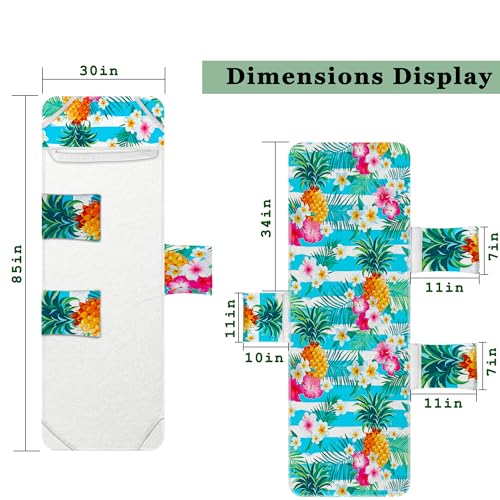 Lounge Chair Towel Cover, Beach Chair Cover (Pack of 2), Pool Lounge Chair Covers for Outdoor,Garden, Beach,Sun Lounger,Hotel Pool,Large Size and No Sliding, 85" X 30", Pineapple - view 3