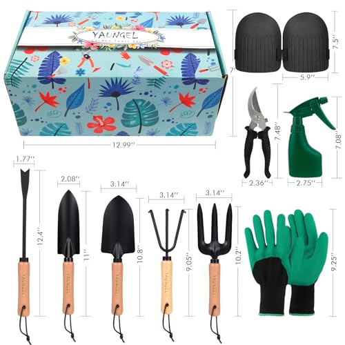 Garden Tools - 10Pcs Garden Tool Set Heavy Duty Stainless Steel Gardening Supplies Hand Tools with Wooden Handle, Storage Tote Bag, Ideal Gardening Gifts for Women and Men, Black - view 7