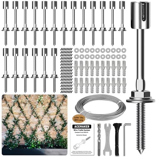 Wire Trellis Kit, 20-Set 5/64” (2mm) Crosshead Kit with 98ft Cable