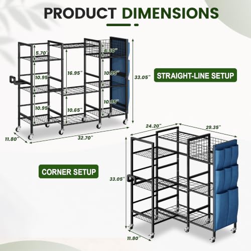 3-Sided Garden Tool Organizer with Wheels, Garage Storage Rack - view 5