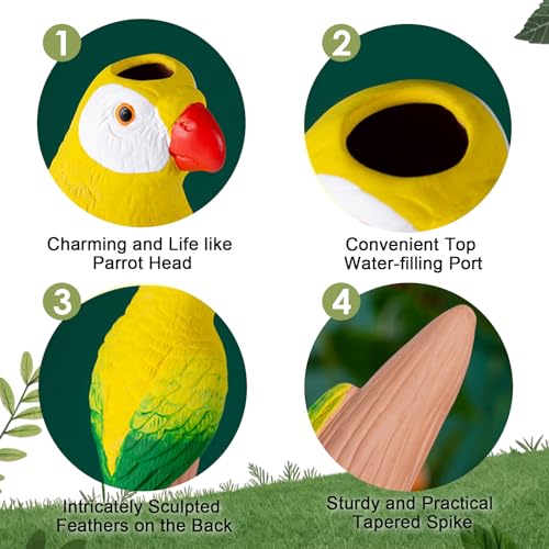 4 Pack Self Watering Spikes and Globes, Handmade Terracotta Parrot Self-Watering Plant Devices with Slow Release System, Automatic Plant Water Bulbs for Indoor and Outdoor Garden Vacation - view 5