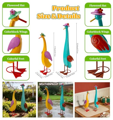 22" Duck Garden Statue Set of 2 Metal Ducks - view 2
