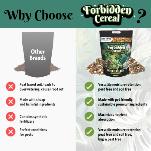 Forbidden Cereal Soilless Houseplant Potting Mix - Chunky Soil for Aroid Tropical Plants & Flowers - 8 Ingredients, No More Overwatering, Versatile Moisture Retention, Peat Free & Organic - 12 QT Bag - view 4