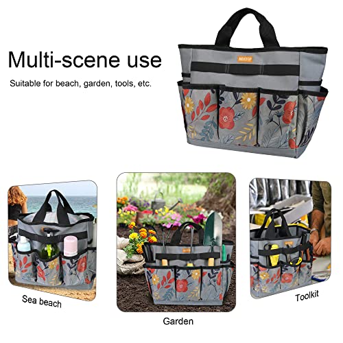 Garden Tool Bag, Garden Tool Kit Holder Home Organizer Storage Carrier, Oxford Garden Hand Tool Storage Tote Organizer with Handle and 8 Roomy Pockets, Floral Gardening Gift, Tools Not Included - view 6