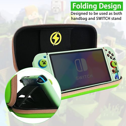 Carrying Case Accessories for Switch(Original Model) 2017, Portable Travel Case with Soft Protective Cover, Screen Protectors and Thumb Grip caps, Green - view 4