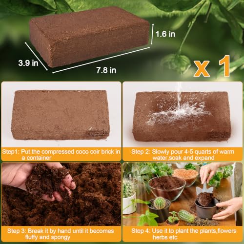 Organic Coco Coir 1 Pcs Compressed Coconut Coir Brick Coconut Fiber Husk Substrate Mulch Coconut Bark Core Growing Medium Peat Moss Soil High Nutrition for Plants Gardening Seed Starting Soil Mix - view 2