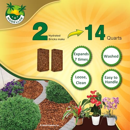 Premium Super Washed, Clean, Coco Chips, 2 Bricks (2.2 lb.) yields 14 Qts. of Loose Chips. Plant Substrate, Organic, Reptile Bedding, Odor Absorbing, Grow Orchids, Mulch Indoor, Outdoor. - view 4