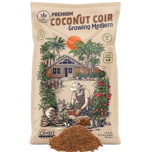 Happy Trees Coco Coir Loose Coconut Fiber Growing Medium, 50L (1.8 cu.ft.)