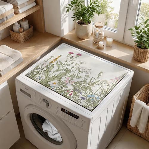 Non-Slip Washer and Dryer Top Cover Mat, 23.6" x 19.7" washer and dryer top protector mat, Multi-Functional Protection for Laundry Room, Kitchen Counter, Dining Table, Pet Area (Plant)