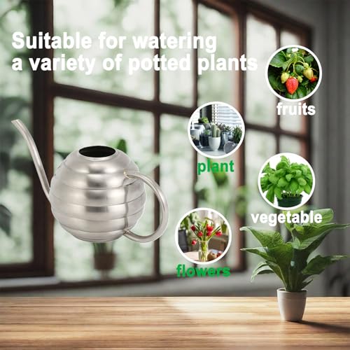 Plant Watering Bottle, 400ml/14oz, Retro Style Watering Can, Matte, Frosted (Silver) - view 5