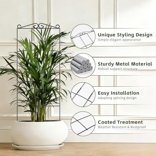 Trellis for Climbing Plants Indoor, 4 Pack 31'' Metal Plant Trellis Indoor for Potted Plants, Sturdy Plant Support Outdoor for Ivy Pothos Monstera Hoya Flower Vine, Rectangular Shape - view 3