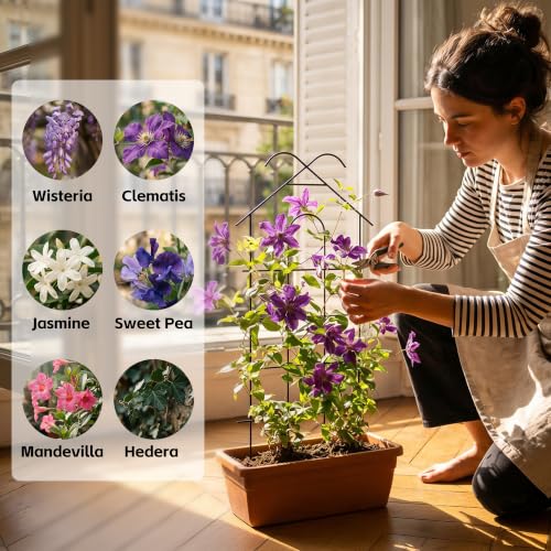 4 Pack 24" Metal Garden Trellis for Climbing Plants Outdoor - view 3