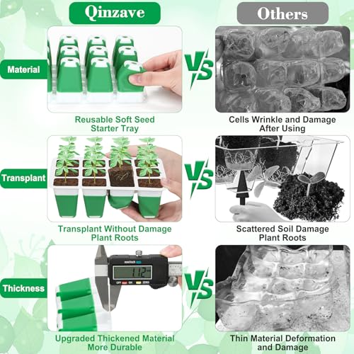 Reusable Silicone Seed Starter Tray, 60 Cells Seed Starter Kit with Humidity Adjustable Dome and Lid, Plant Germination Trays with Repotting Mat 5 Packs Germination Kit for Seeds Grow Starting - view 2